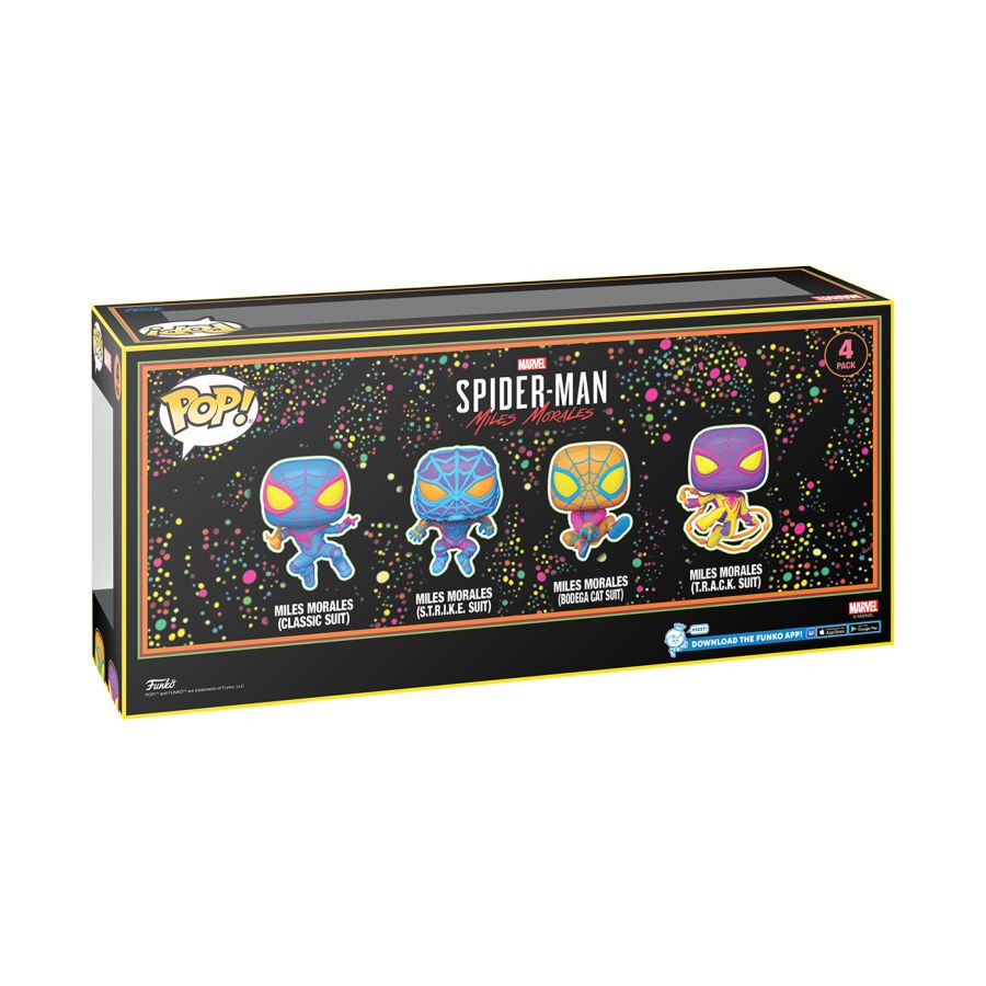 Funko: Miles Morales - Blacklight US Exclusive Pop! Vinyl 4-Pack