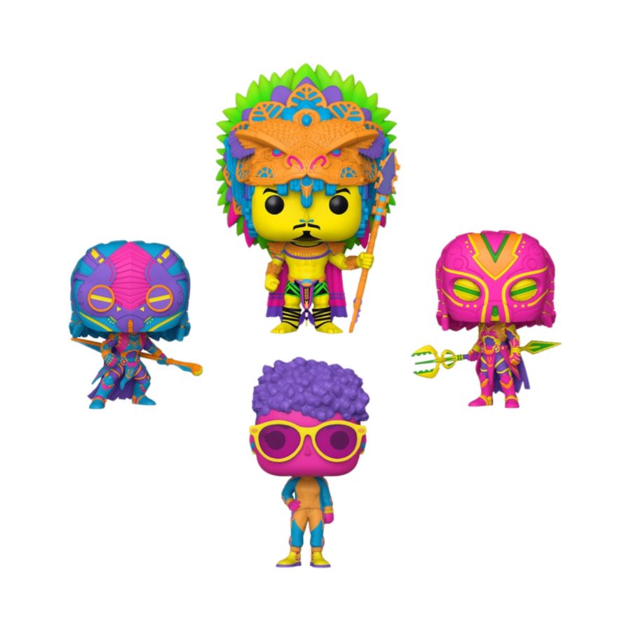 Funko: Black Panther 2: Wakanda Forever - Blacklight US Exclusive Pop! Vinyl 4-Pack