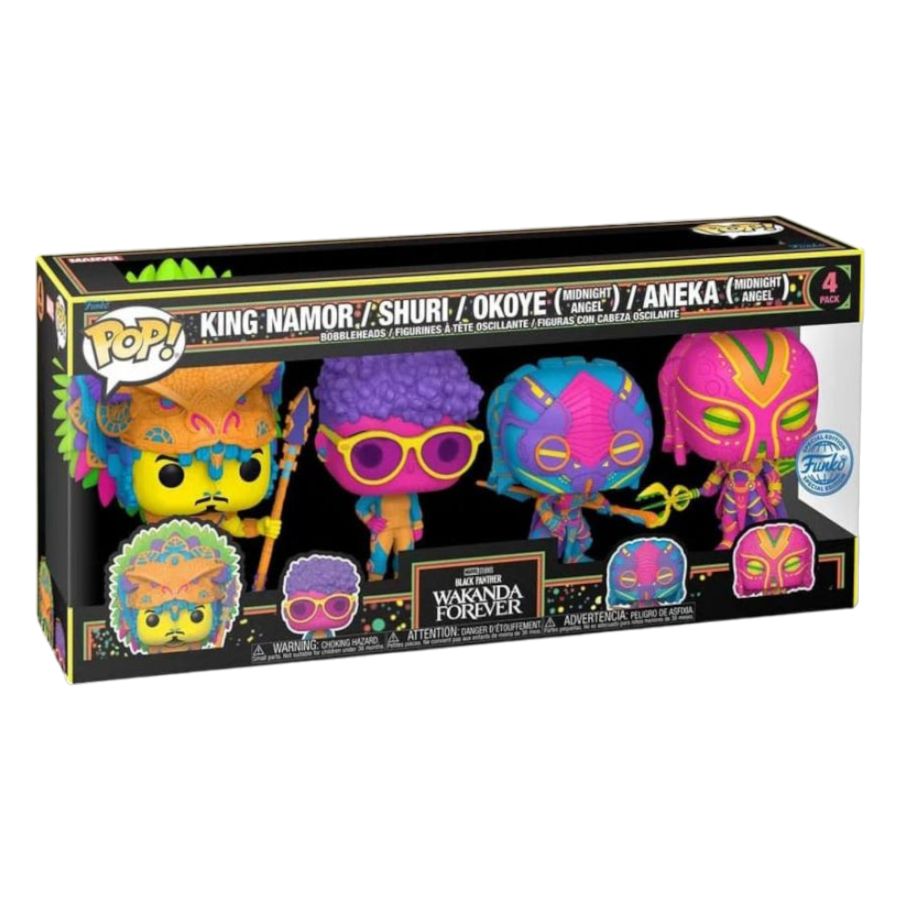 Funko: Black Panther 2: Wakanda Forever - Blacklight US Exclusive Pop! Vinyl 4-Pack
