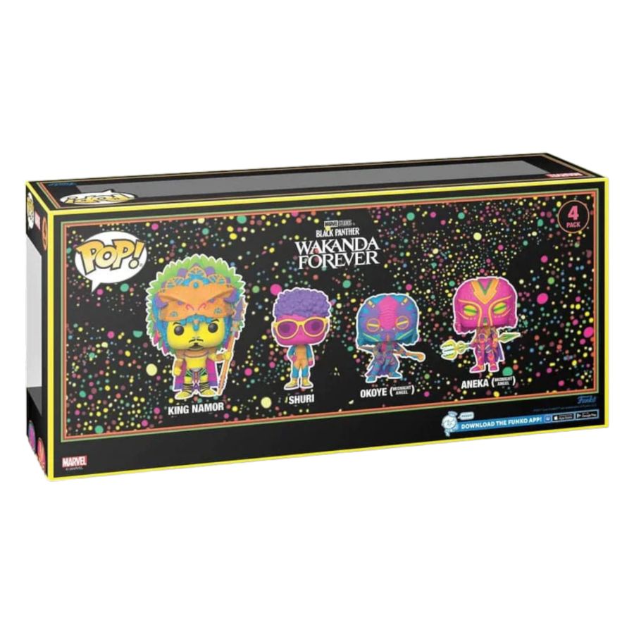 Funko: Black Panther 2: Wakanda Forever - Blacklight US Exclusive Pop! Vinyl 4-Pack