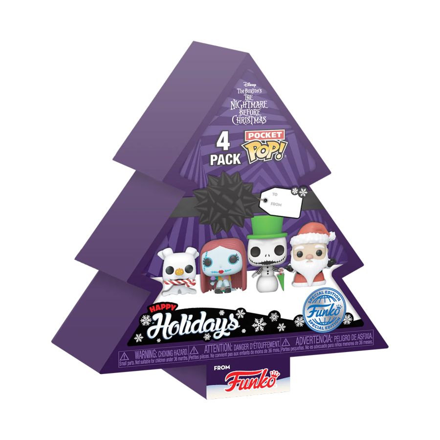 Funko: Nightmare Before Christmas - Tree Holiday US Exclusive Pocket Pop! 4-Pack Box Set