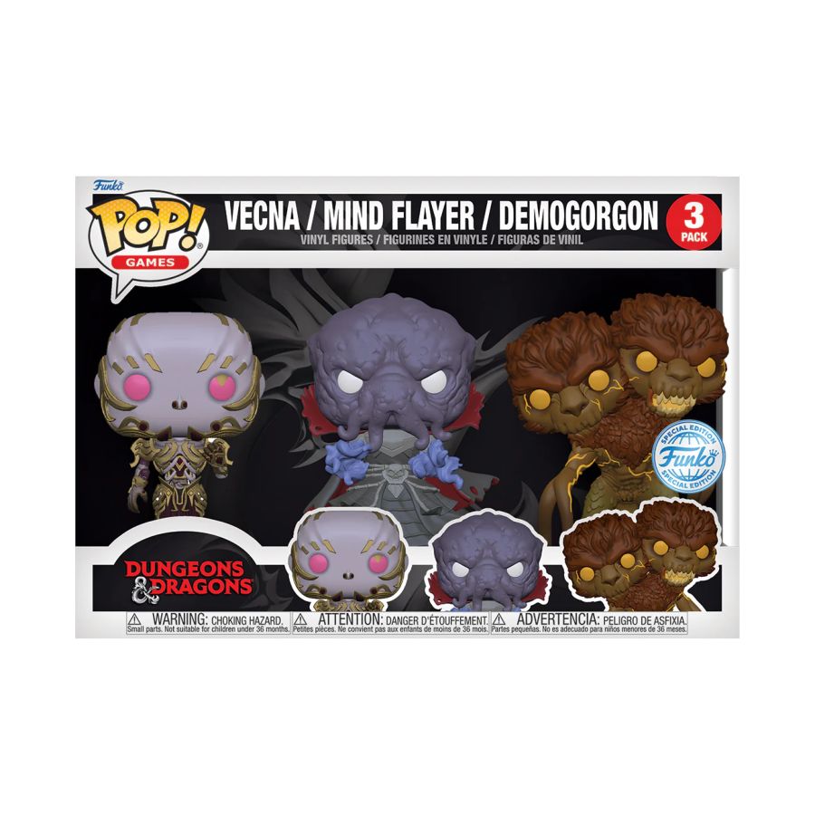 Funko: Dungeons & Dragons - Vecna, Mind Flayer & Demogorgon US Exclusive Pop! Vinyl 3-Pack