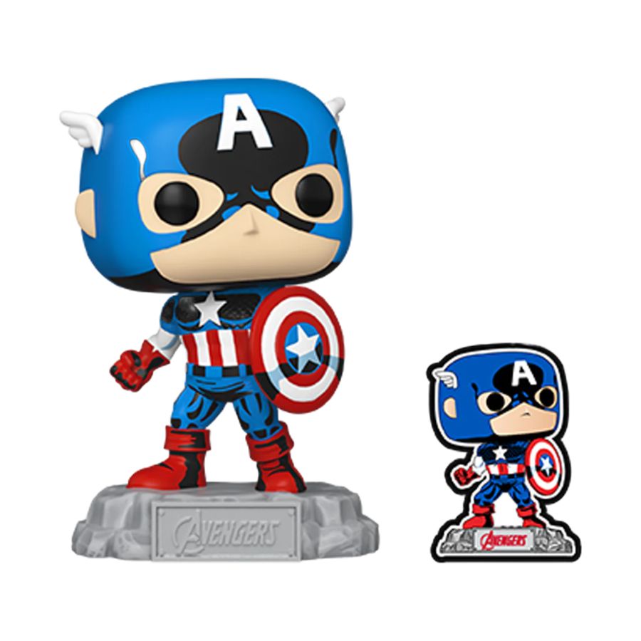Funko: Marvel Comics - Captain America 60th Anniversary (with Pin) US Exclusive Pop! Vinyl
